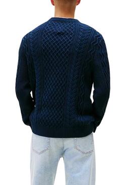 Jersey Tommy Jeans Cable azul marino para hombre