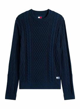 Jersey Tommy Jeans Cable azul marino para hombre