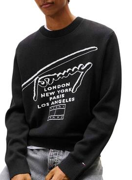 Jersey Tommy Jeans Signature negro para hombre
