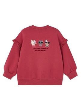 Sudadera Mayoral volantes granate para niña