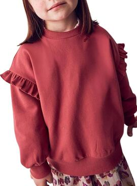 Sudadera Mayoral volantes granate para niña
