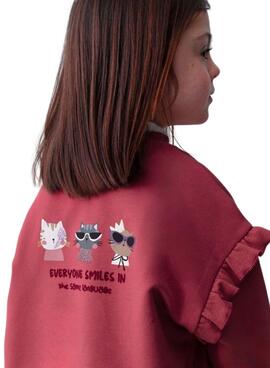 Sudadera Mayoral volantes granate para niña
