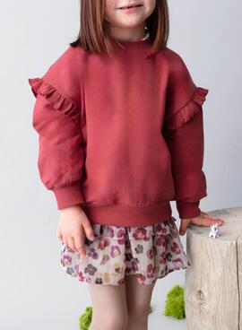 Sudadera Mayoral volantes granate para niña