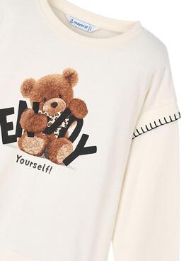 Camiseta Mayoral oso beige para niña