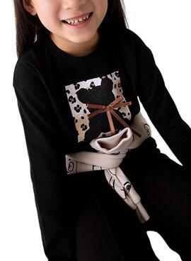 Camiseta Mayoral lazada negra para niña