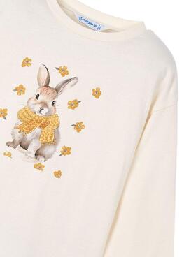 Camiseta Mayoral serigrafía beige para niña