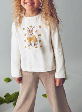 Camiseta Mayoral serigrafía beige para niña