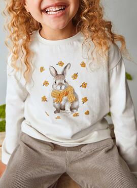 Camiseta Mayoral serigrafía beige para niña