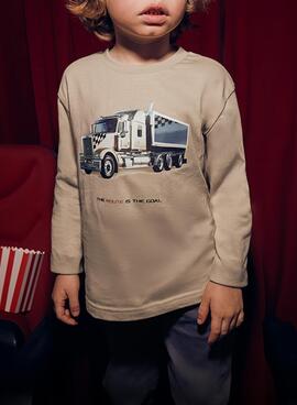 Camiseta Mayoral camión beige para niño