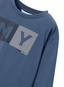 Camiseta Mayoral letras básica azul para niño