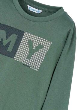 Camiseta Mayoral letras básica verde para niño