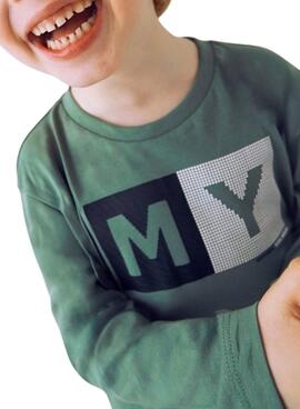 Camiseta Mayoral letras básica verde para niño