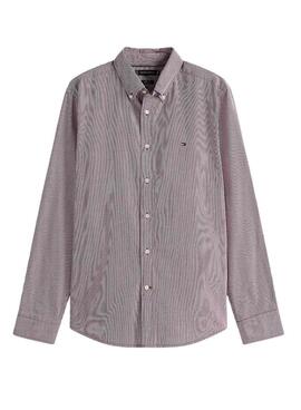 Camisa Tommy Hilfiger polpelín estampado de cuadros granate para hombre