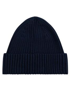 Gorro Tommy Jeans Heritage de punto con logo marino para mujer