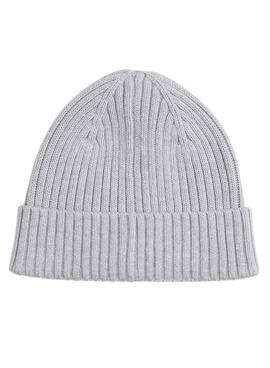 Gorro Tommy Jeans Heritage de punto con logo gris para mujer