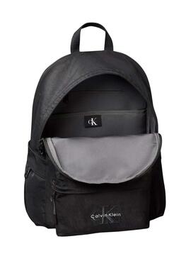 Mochila Calvin Klein monograma negra de nailon para hombre