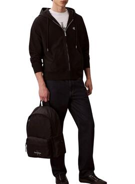 Mochila Calvin Klein monograma negra de nailon para hombre