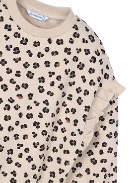 Sudadera Mayoral volante mangas beige para niña