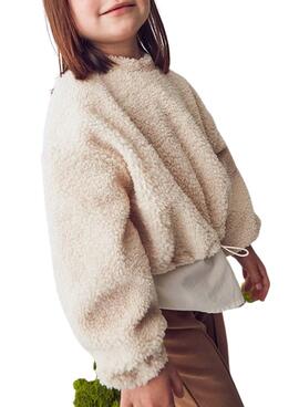 Sudadera Mayoral combinada borrego beige para niña