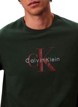 Camiseta Calvin Klein Monologo verde para hombre