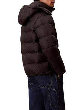 Chaqueta de plumas Calvin Klein con capucha negro para hombre