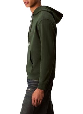 Sudadera Calvin Klein Micro Monologo con capucha verde para hombre