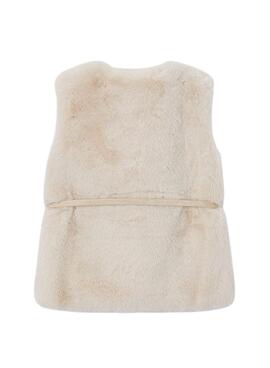 Chaleco Mayoral pelo con cinturón beige para niña