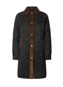 Abrigo acolchado Pepe Jeans Paola negro para mujer