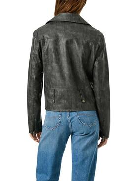 Cazadora biker Pepe Jeans Stacy efecto piel negro para mujer