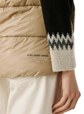 Chaleco Pepe Jeans acolchado Sussy beige impermeable para mujer