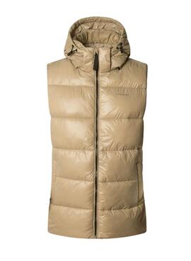 Chaleco Pepe Jeans acolchado Sussy beige impermeable para mujer