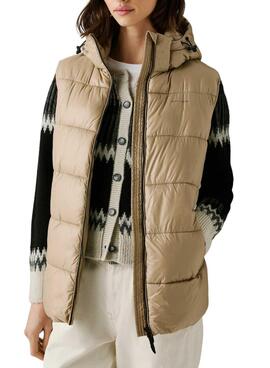 Chaleco Pepe Jeans acolchado Sussy beige impermeable para mujer