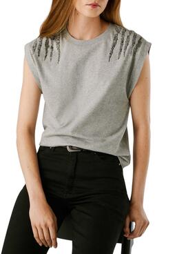 Camiseta Pepe Jeans Barry gris para mujer