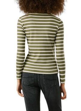 Camiseta Pepe Jeans Bani canalé rayas verde para mujer