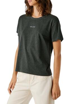 Camiseta Pepe Jeans Bemma logo strass gris para mujer