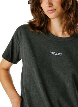 Camiseta Pepe Jeans Bemma logo strass gris para mujer