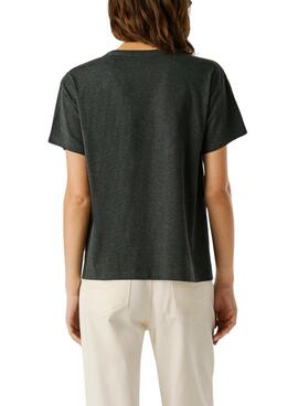 Camiseta Pepe Jeans Bemma logo strass gris para mujer