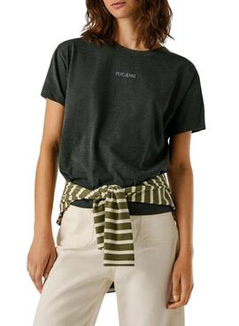 Camiseta Pepe Jeans Bemma logo strass gris para mujer