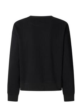 Sudadera Pepe Jeans Barny con pedrería negro para mujer