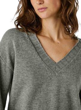 Jersey Pepe Jeans Cherice cuello pico gris para mujer