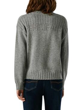 Jersey Pepe Jeans Cherice cuello pico gris para mujer