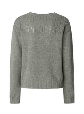 Jersey Pepe Jeans Cherice cuello pico gris para mujer