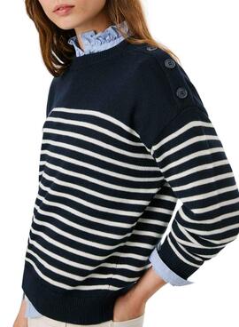 Jersey Pepe Jeans Carlina estampado de rayas marino para mujer