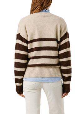 Jersey Pepe Jeans Cecil cuello pico con estampado de rayas para mujer