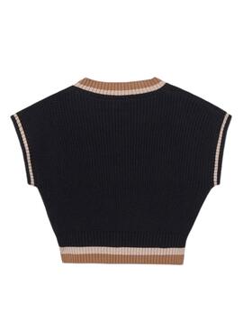 Chaleco Mayoral tricot contrastes negro para niña