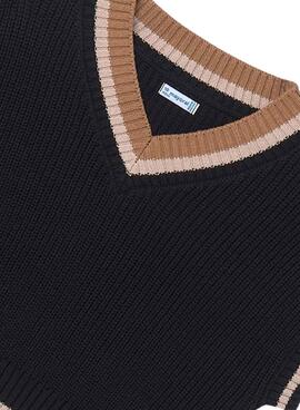Chaleco Mayoral tricot contrastes negro para niña