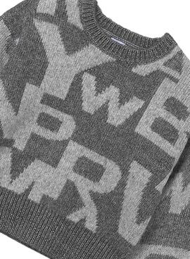 Jersey Mayoral jacquard gris para niña