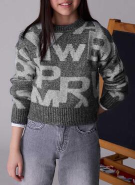 Jersey Mayoral jacquard gris para niña