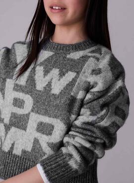 Jersey Mayoral jacquard gris para niña