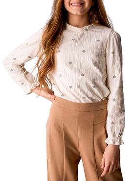 Camiseta Mayoral punto bambula beige para niña